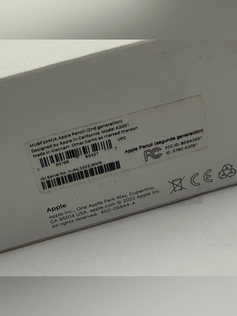 E7 Genuine Apple Pencil 2nd Generation A2051 White New Open Box